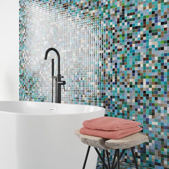 Mozaika do łazienki - Impresje - dziewczynka w niebieskim fotelu - Trufle Mozaiki - Kolekcja Impresje