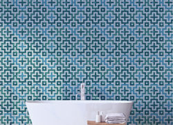 Mozaika do łazienki - Trufle mozaiki - błękity - wanna - inspiracje-