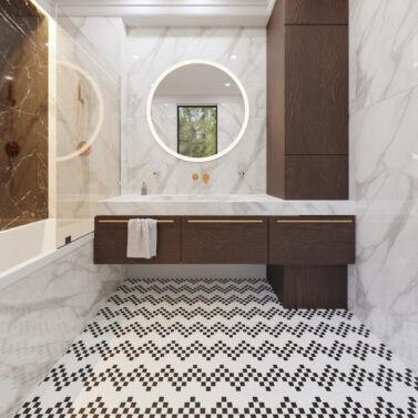 Mosaic Puro geometric pattern in white and black- Trufle Mozaiki