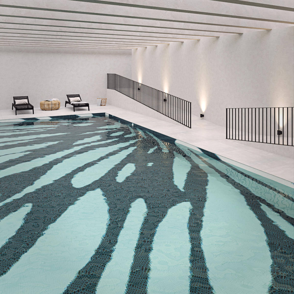 Swimming pool - a minimalist design with an individually designed mosaic from Trufle Mozaiki